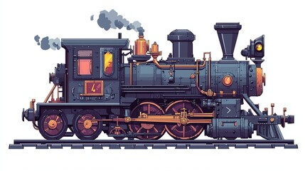 Obraz premium a 2D cartoon illustration of a classic steam locomotive, traditional and nostalgic, white background--ar 16:9