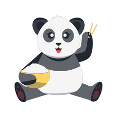 Funny Baby Panda Cartoon Illustration. Vector Character