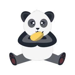 Funny Baby Panda Cartoon Illustration. Vector Character