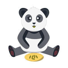 Funny Baby Panda Cartoon Illustration. Vector Character