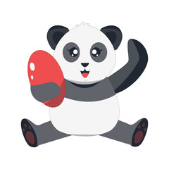 Funny Baby Panda Cartoon Illustration. Vector Character