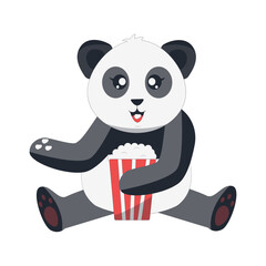 Funny Baby Panda Cartoon Illustration. Vector Character