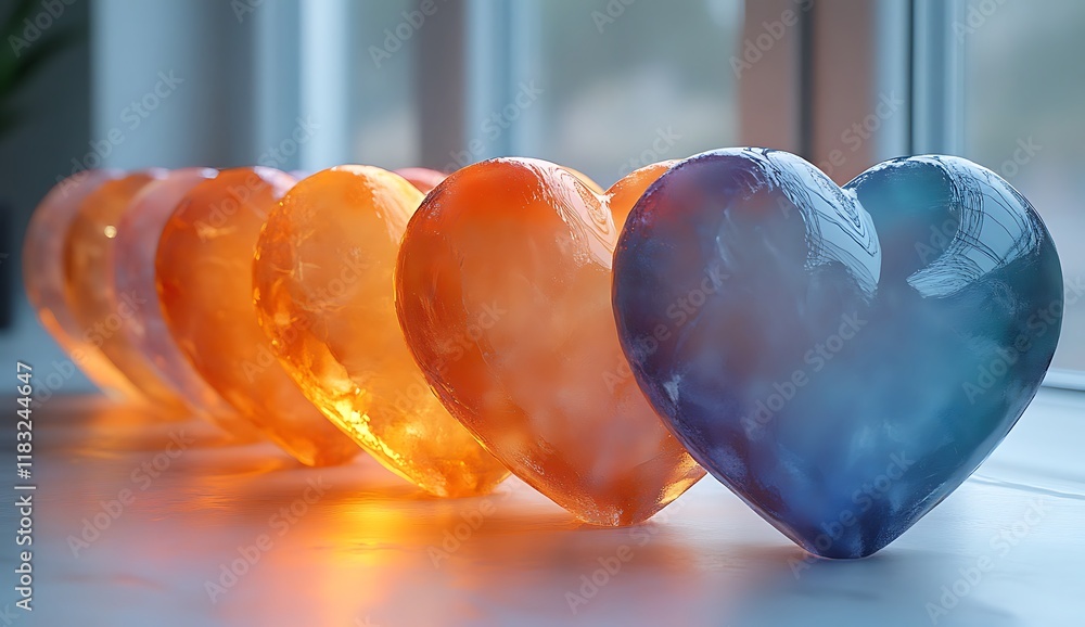 Poster group of colorful heart-shaped objects
