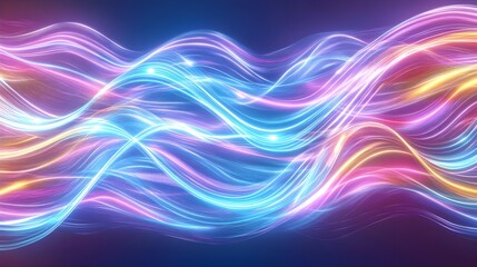 abstract neon waves, glowing light trails - neon
