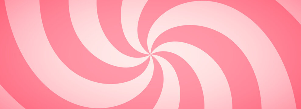 Candy color spiral background. Pink rotating swirl pattern wallpaper. Cute spinning line vortex for banner, poster, flyer, booklet. Sweet cartoon sunburst concept. Vector ice cream backdrop