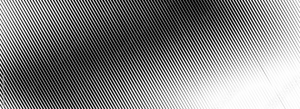 Poster vanishing linear gradient texture. black diagonal stripes gradation background. thin to thick fade s