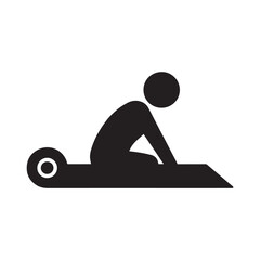 person sitting on a yoga mat, stretching their back icon, symbolizing flexibility and wellness