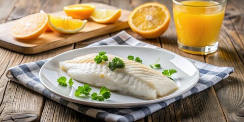 Flaky white fish fillets, a healthy and delicious meal option for any time of day.  Perfect with orange juice.