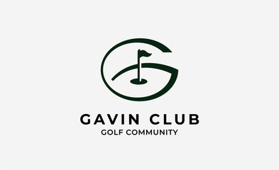 Monogram logo design initial G and Golf. Golf ball, golf stick and sport typography concept. Club and community template design. Club and community template design.