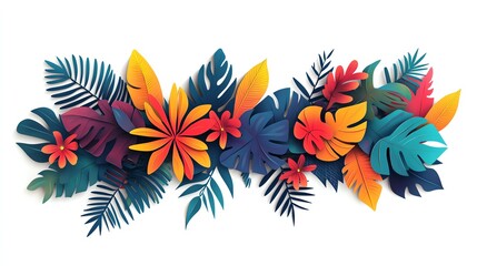 a 2D cartoon illustration of a paper cutout garland for a party, festive and bright, white background--ar 16:9