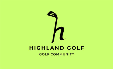 Fototapeta premium Monogram logo design initial H and Golf. Golf ball, golf stick and sport typography concept. Club and community template design. Club and community template design.