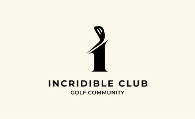 Monogram logo design initial i and Golf. Golf ball, golf stick and sport typography concept. Club and community template design. Club and community template design.