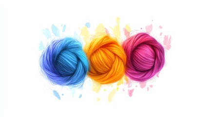 a 2D cartoon illustration of a needle felting kit with colorful wool, soft and creative, white background--ar 16:9