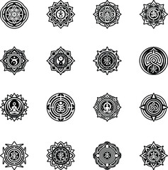 Set of Glyph Style Reiki Energy Symbol Icons 


