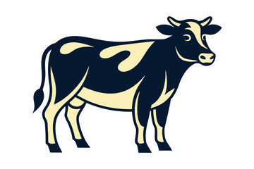 Fototapeta premium Vintage Cow Illustration on Rustic Background