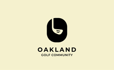 Obraz premium Monogram logo design initial O and Golf. Golf ball, golf stick and sport typography concept. Club and community template design. Club and community template design.