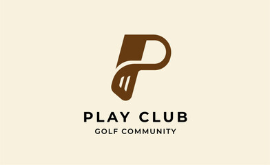 Monogram logo design initial P and Golf. Golf ball, golf stick and sport typography concept. Club and community template design. Club and community template design.