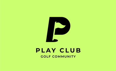 Monogram logo design initial P and Golf. Golf ball, golf stick and sport typography concept. Club and community template design. Club and community template design.