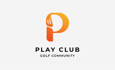 Fototapeta premium Monogram logo design initial P and Golf. Golf ball, golf stick and sport typography concept. Club and community template design. Club and community template design.