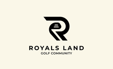 Monogram logo design initial R and Golf. Golf ball, golf stick and sport typography concept. Club and community template design. Club and community template design.