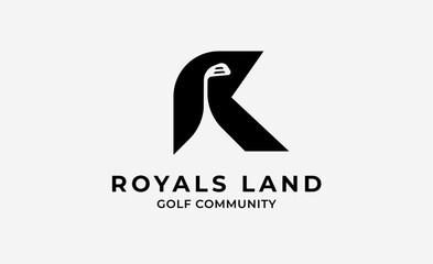 Monogram logo design initial R and Golf. Golf ball, golf stick and sport typography concept. Club and community template design. Club and community template design.