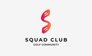 Obraz premium Monogram logo design initial S and Golf. Golf ball, golf stick and sport typography concept. Club and community template design. Club and community template design.