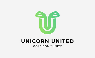 Monogram logo design initial U and Golf. Golf ball, golf stick and sport typography concept. Club and community template design. Club and community template design.