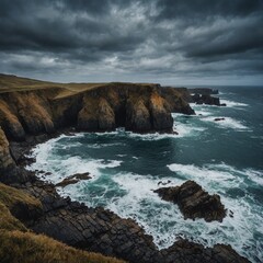 Capture the rugged cliffs of a dramatic coastline.