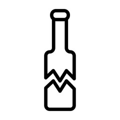 Broken Bottle Vector Line Icon Design
