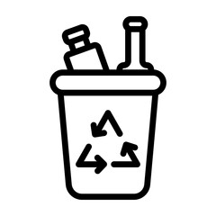 Plastic Waste Vector Line Icon Design