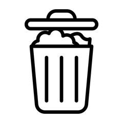 Overflowing Recycle Bin Vector Line Icon Design