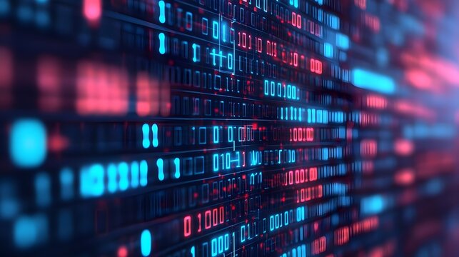binary code, digital data stream, tech background - abstract backgr.