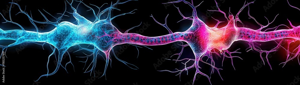 Poster a vibrant depiction of interconnected neurons, showcasing the intricate network of communication wit