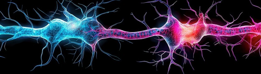 A vibrant depiction of interconnected neurons, showcasing the intricate network of communication within the nervous system.