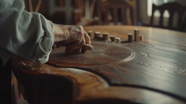 Resourceful Carpenter: A carpenter shaping wood into beautiful furniture, using precision and resourcefulness to create timeless pieces that stand the test of time.
