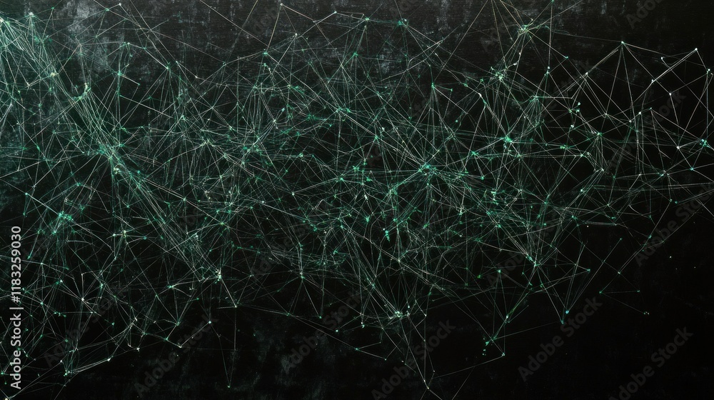 Poster abstract green network connection plexus lines digital