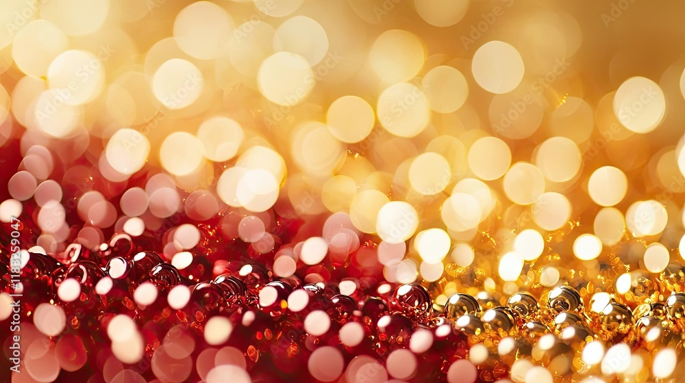 Poster chinese new year festival idea. vibrant abstract background with sparkling golden and red bokeh ligh