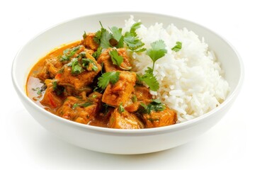 Delicious Thai curry food meat meal white background.