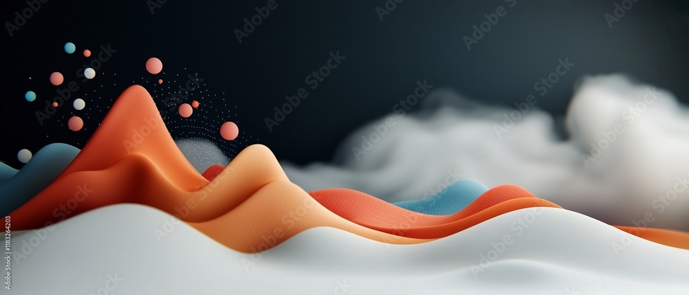 Aufkleber mesmerizing pastel panorama undulating abstract landscape on a dark moody backdrop with a captivatin