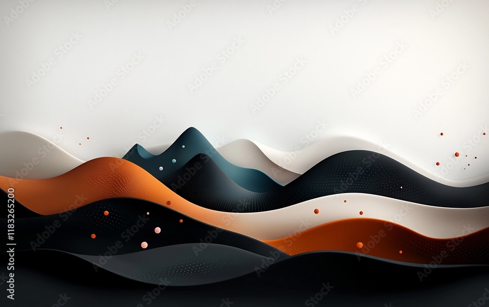 Aufkleber moody abstract dark background with soft pastel dots and dynamic lines creating a wave like mountain