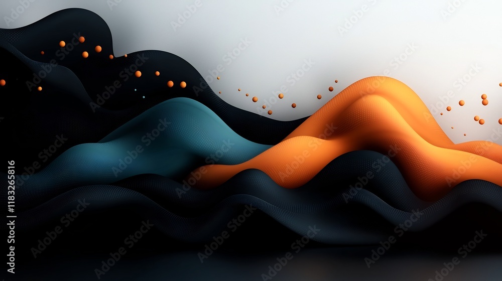 Poster ethereal abstract mountainous landscape with soft pastel dots and flowing lines a serene and captiva