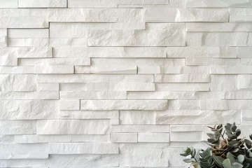 Selbstklebende Fototapeten White stone wall texture interior design background © kribbox