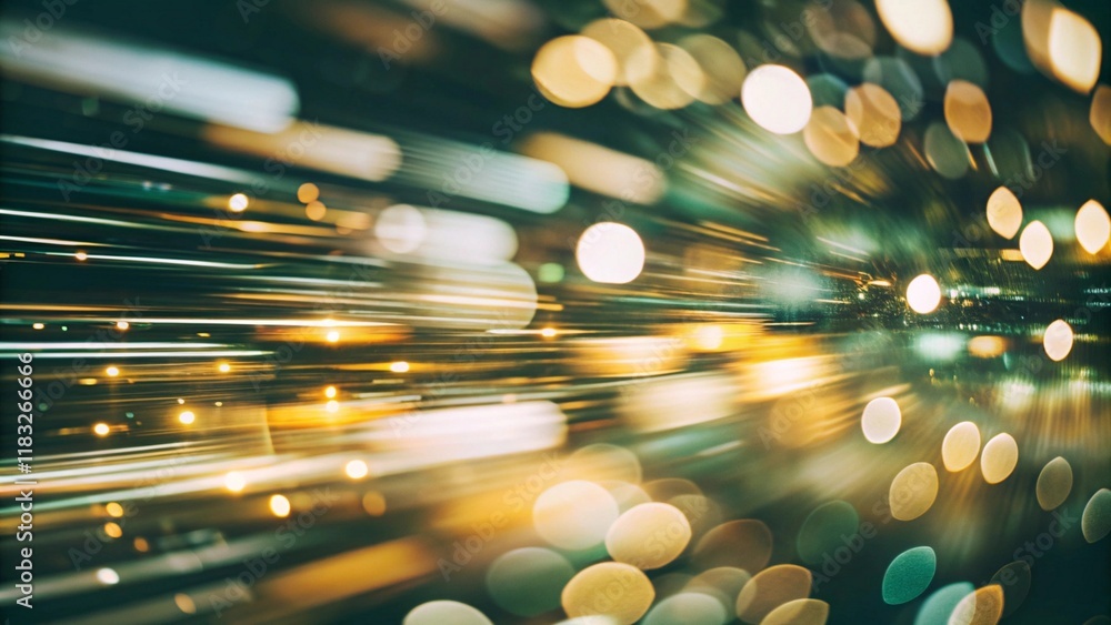 Poster abstract bokeh photograph with golden and teal light circles creating a dreamy ethereal atmosphere