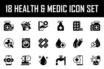 medical and healthcare icons set. drug, icon set, health care, insurance, pharmacy