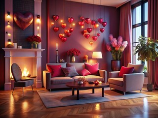 Modern Living Room Valentine's Day Decor - Romantic Interior Design