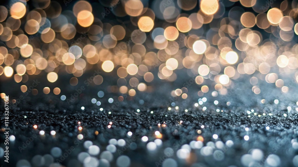 Poster abstract bokeh photograph with golden and teal light circles creating a dreamy ethereal atmosphere