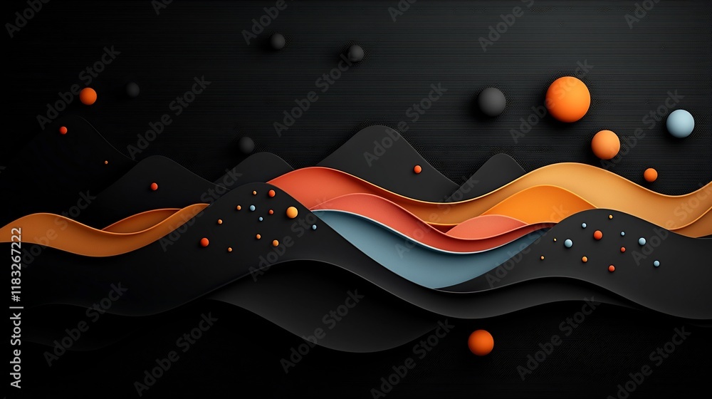 Aufkleber stunning abstract landscape depicting a dark mountainous scenery with a mesmerizing wave pattern cre