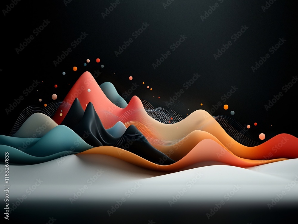 Aufkleber serene and tranquil abstract digital artwork featuring a dark background with pastel colored dots an