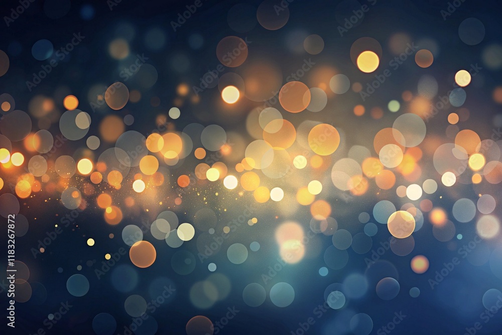 Poster abstract bokeh photograph with golden and teal light circles creating a dreamy ethereal atmosphere