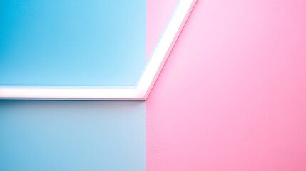 Abstract Pastel Pink and Blue Wall Design with White Line